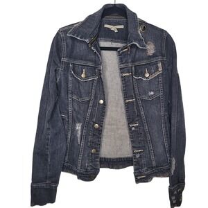 Sergio Valente Jean Jacket Women's Sz M Distressed Unique Zippers Pockets Retro